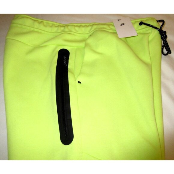 Nike Sportswear Men's Tech Fleece Slim Fit Jogger Pants Light Lemon Twist Black - Picture 5 of 8